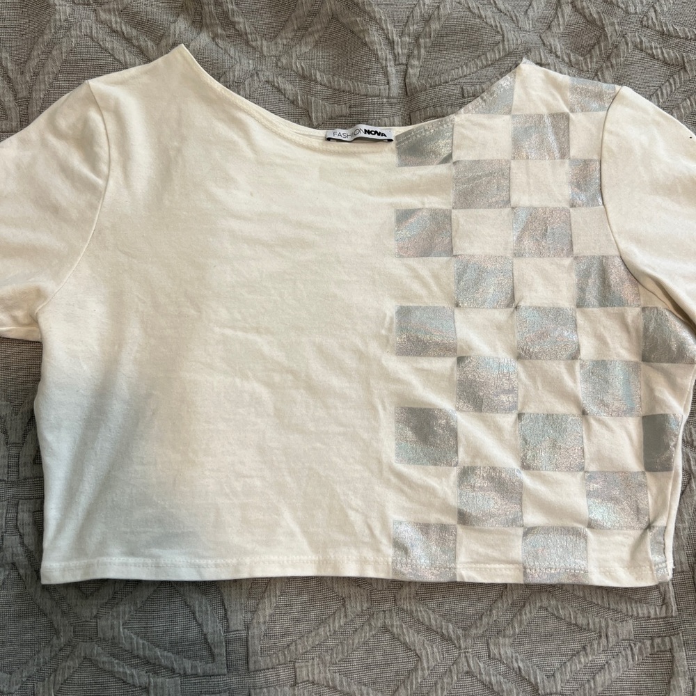 fashion nova cropped checkered top women’s L